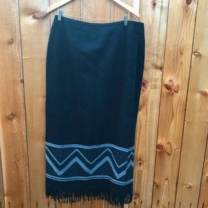 Vintage 90s Western Nine & Co. Fringe Maxi Skirt Size 16